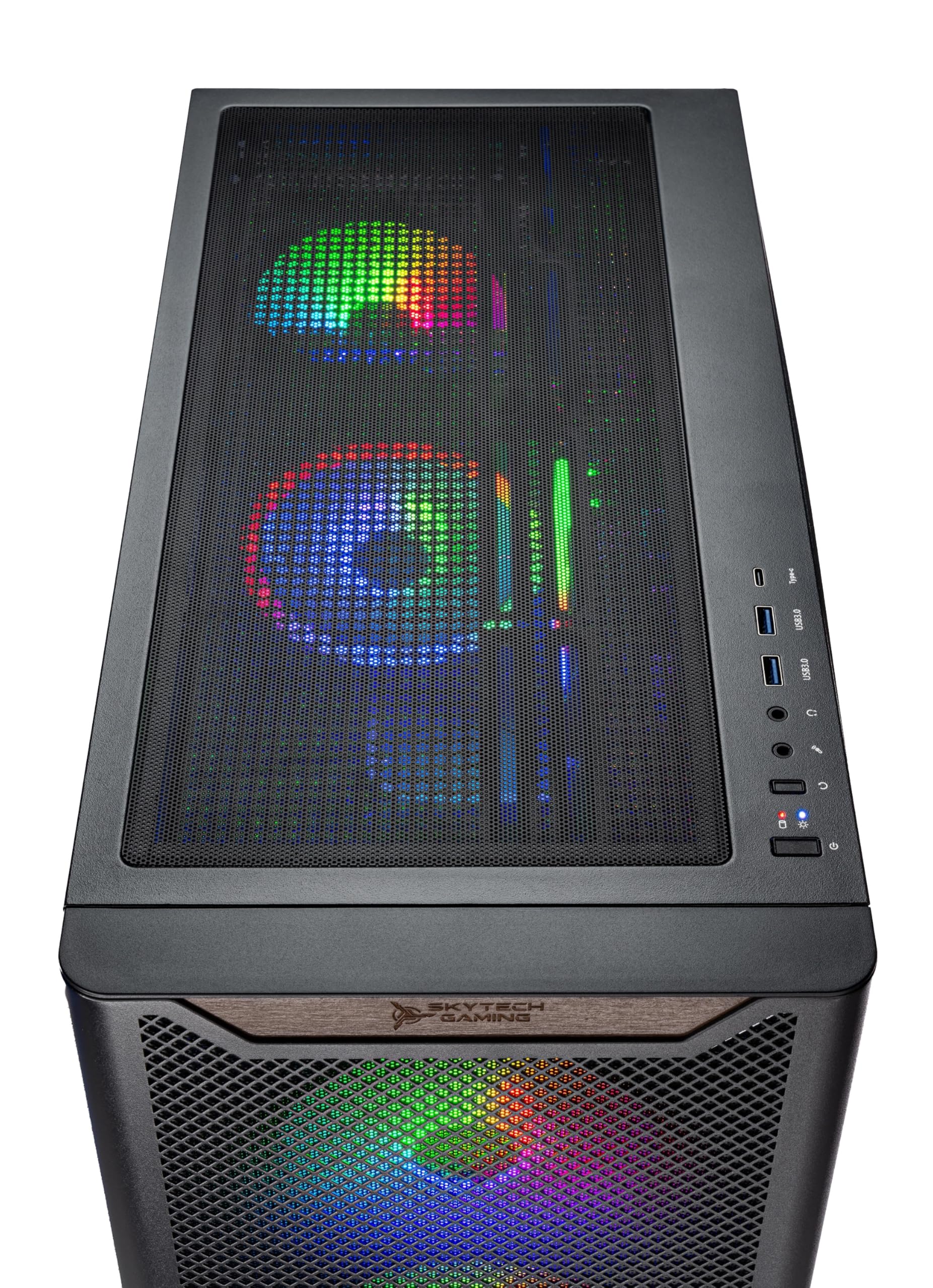 Skytech Gaming Chronos PC para Juegos, AMD Ryzen 5 5500, 3,6 GHz, NVIDIA RTX 3050, 6 GB VRAM, SSD NVMe de 1 TB, 16 GB DDR4 RAM 3200, 650 W, Oro, PSU, Wi-Fi 5, Windows 11, Ordenador