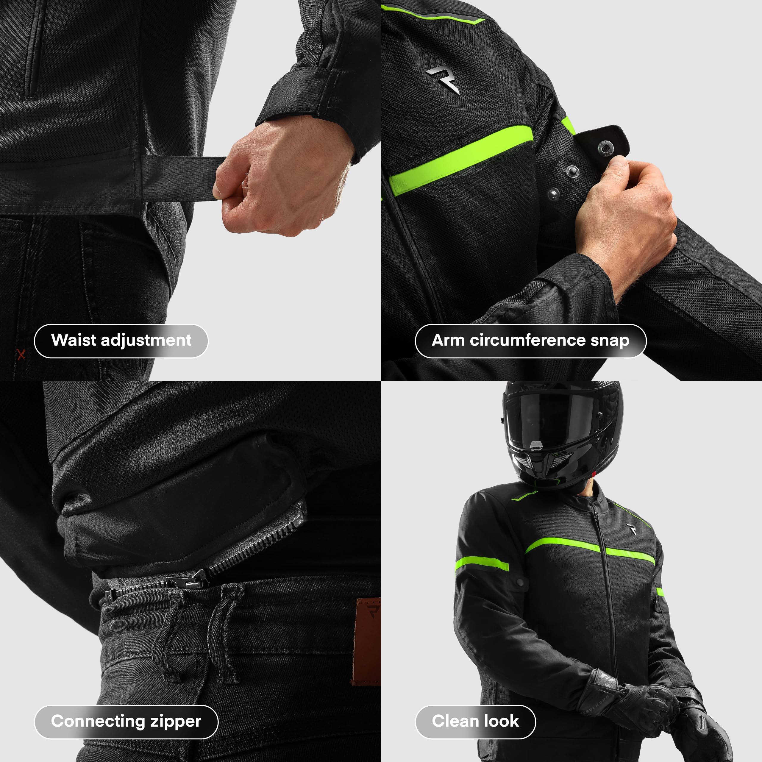 REBELHORN Echo Chaqueta de Moto Hombre | Textil | Protectores de Codos y Hombros Nivel 1 | Bolsillo Protector de Espalda | Membrana DryRide Extraíble | Paneles de Ventilación | Tallas hasta 13XL