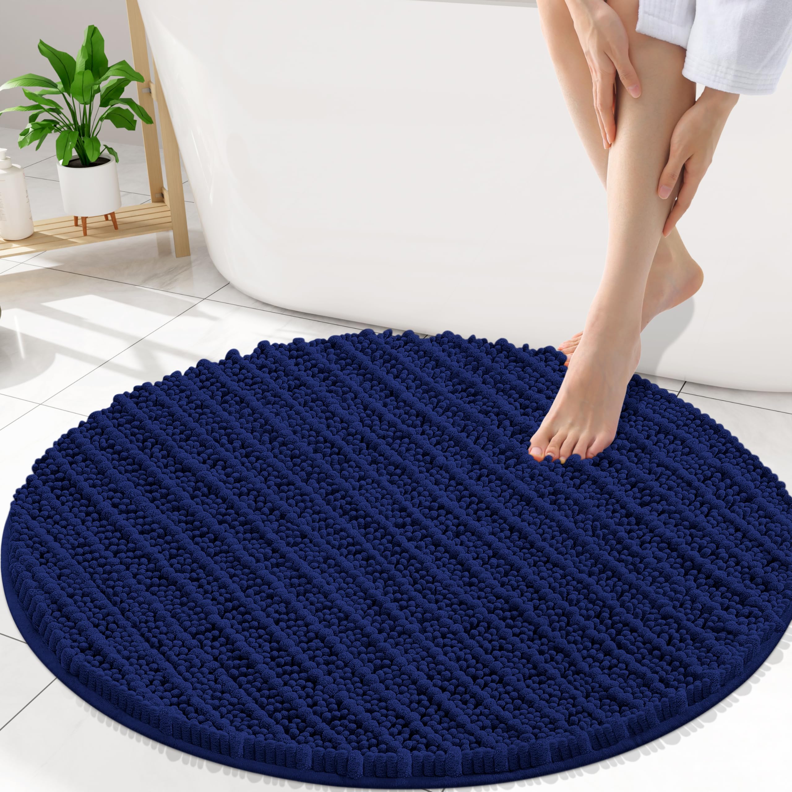 Smiry Bathroom Rugs Round 30X30, Extra Soft Rubber Backing Bath Mats