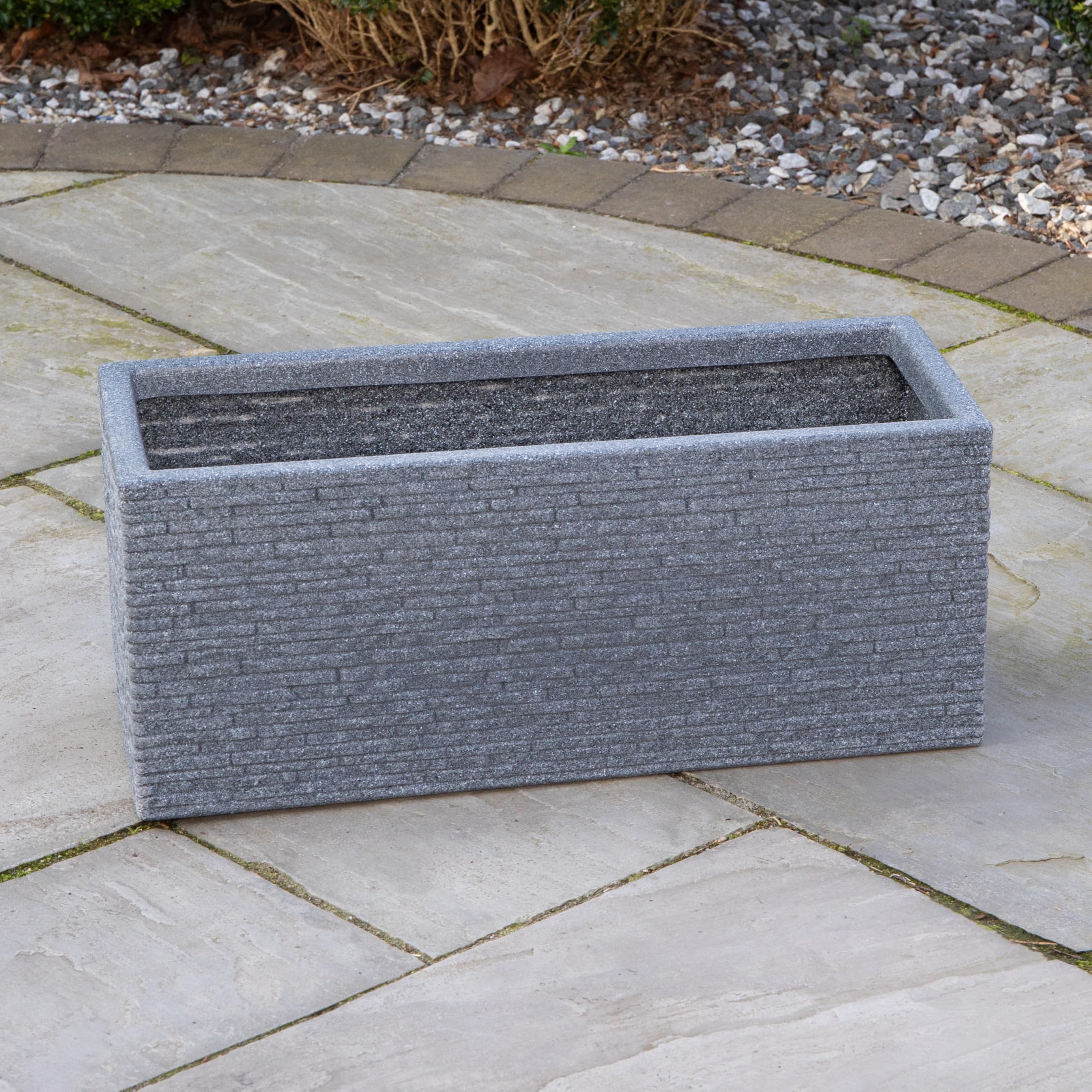 Samuel Alexander Strata Ash Slate Effect Trough Planter 60cm - Plastic - Indoor/Outdoor Use
