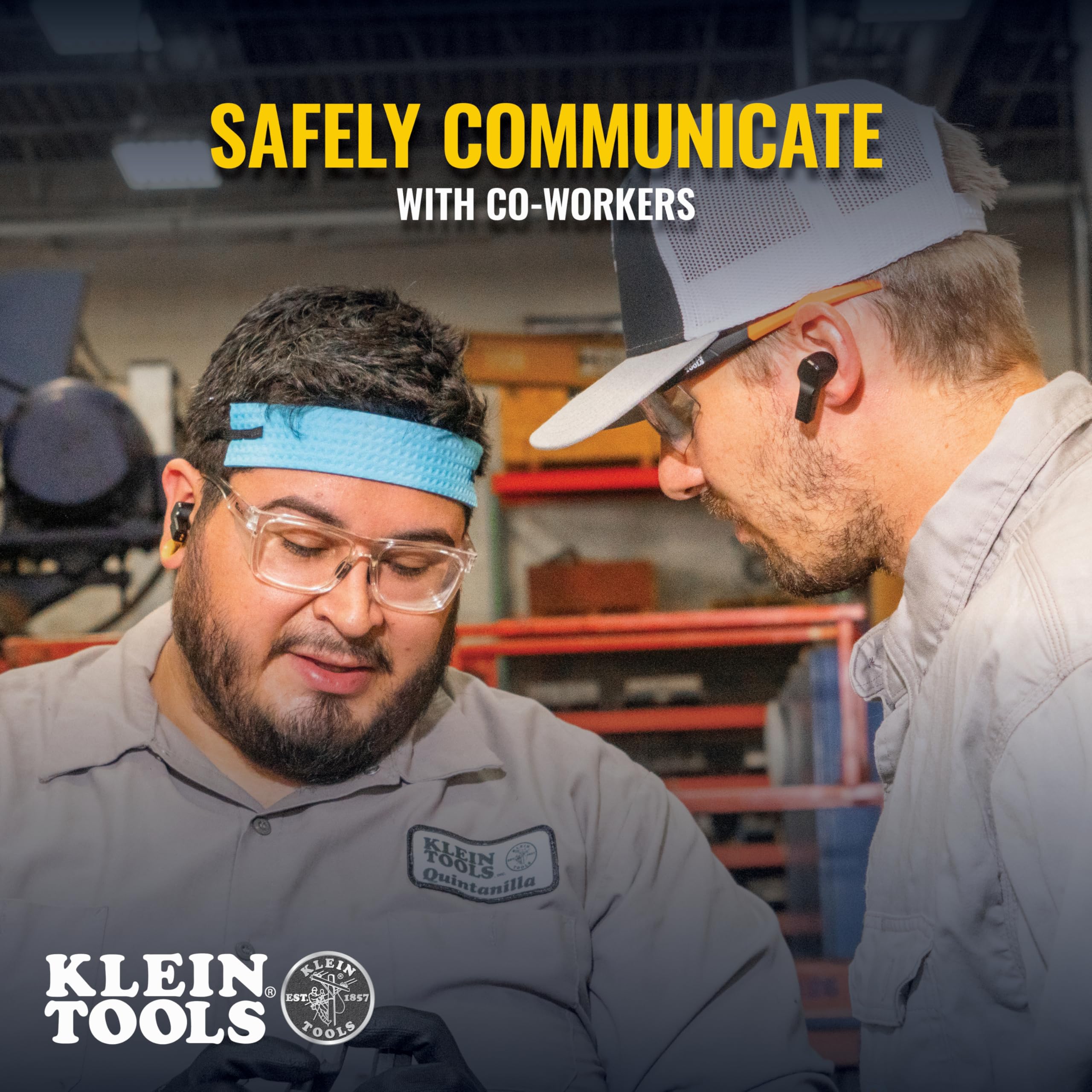 KLEIN TOOLS AESEB1S Smart Sense True Wireless Auricolari di sicurezza con Bluetooth e consapevolezza della situazione, protezione dell'udito 26 dB, durata 30 ore