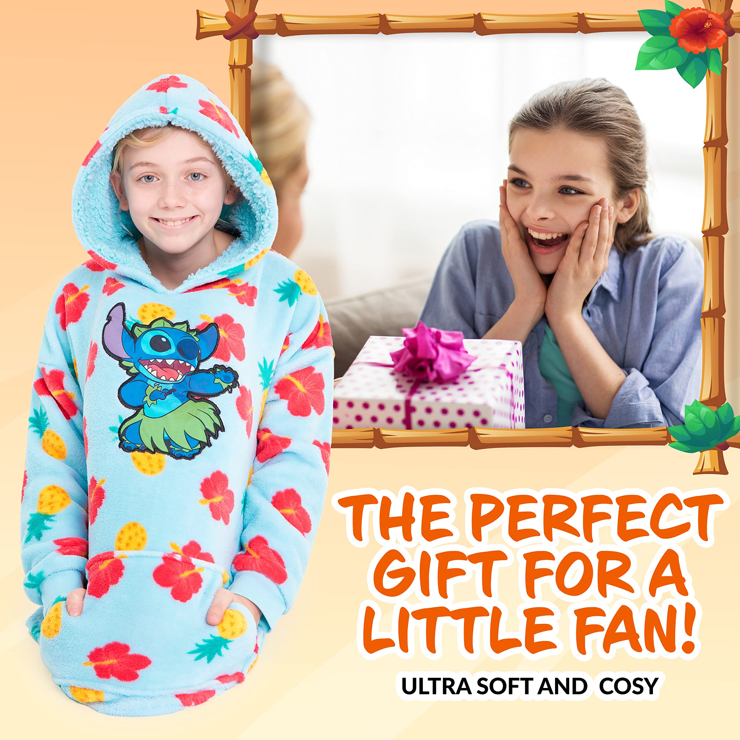 Disney Felpa Oversize Bambina Ragazza con Cappuccio Mickey Minnie Stitch