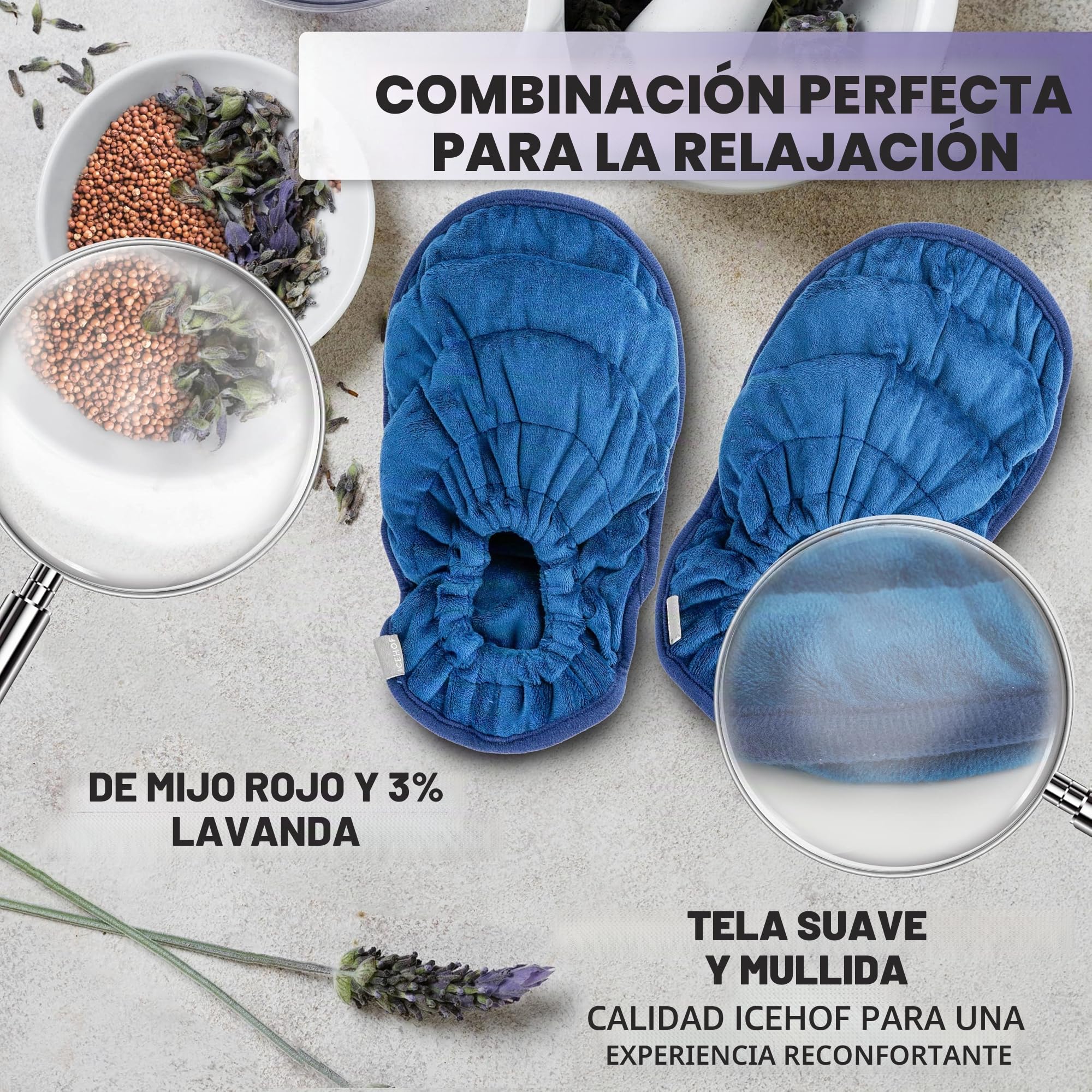 ICEHOF Calcetines térmicos con Semillas de Lino y Lavanda - Zapatillas de Estar por casa calentables en microondas - Calcetines térmicos para pies Calientes