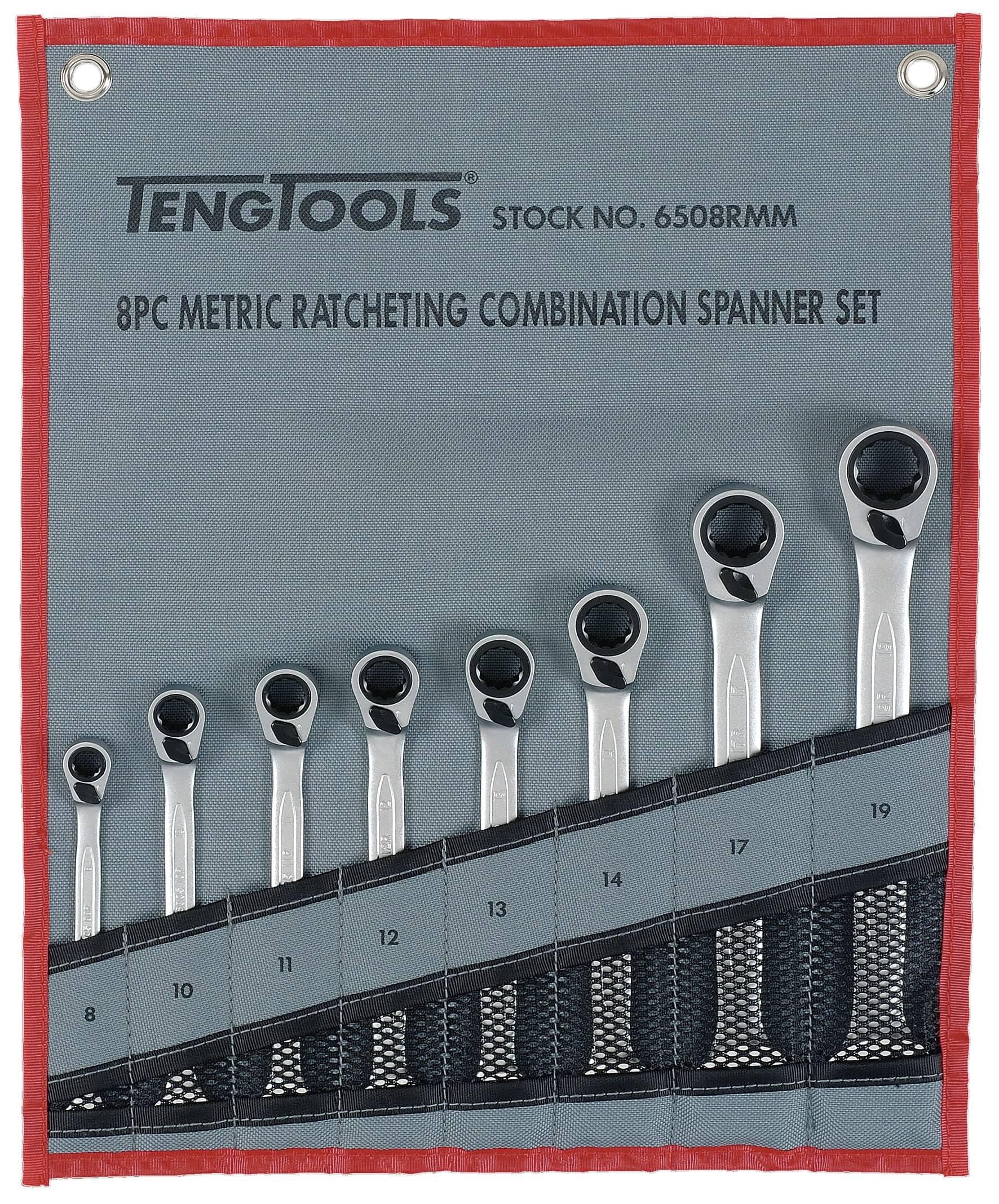 Teng Ratcheting Combination Spanner Set, 8 Piece TEN6508RMM