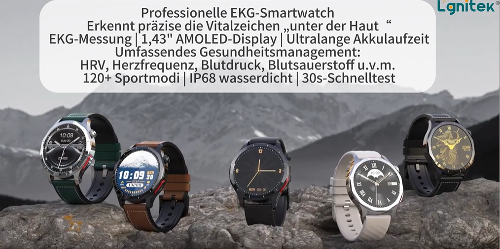 Lgnitek Smartwatch Herren - 2.01" Display, 600mAh Akku, LED Taschenlampe & Kompass