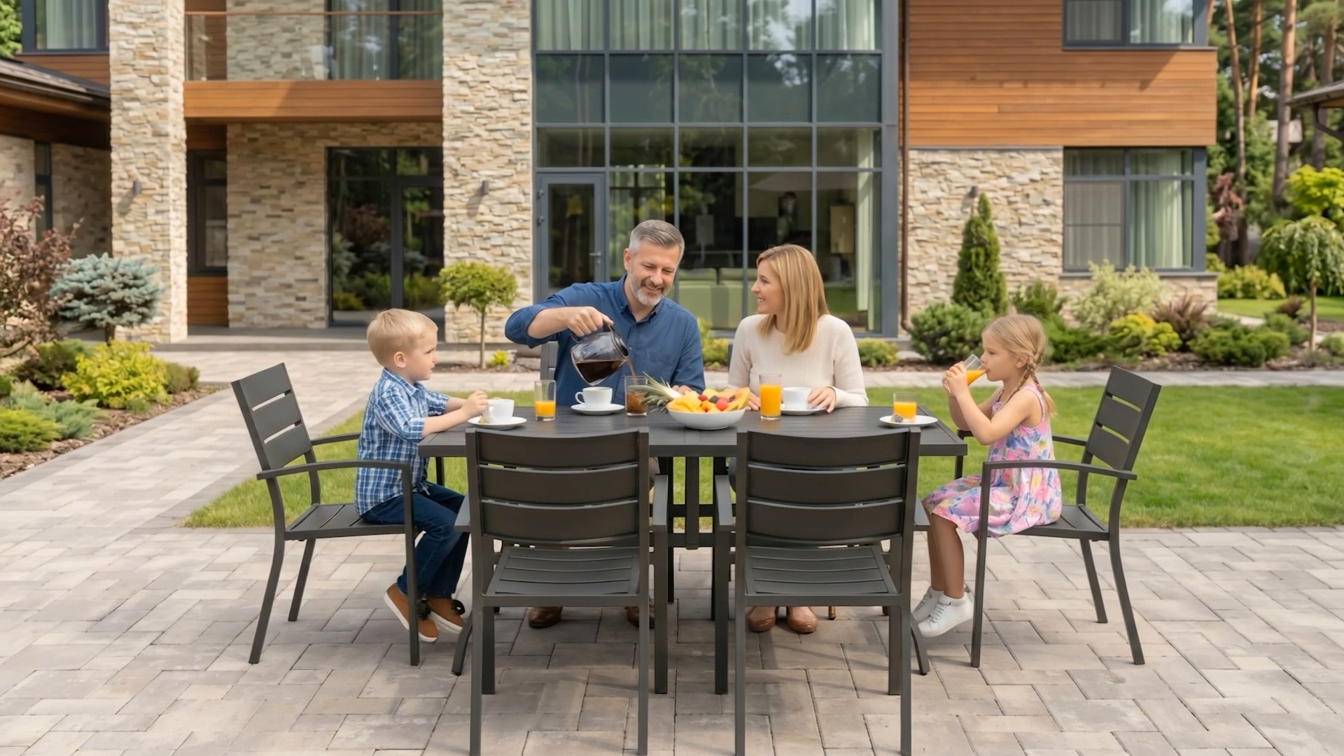 Amazon.com : PHI VILLA Patio Table for 6, Black Metal Dining Table
