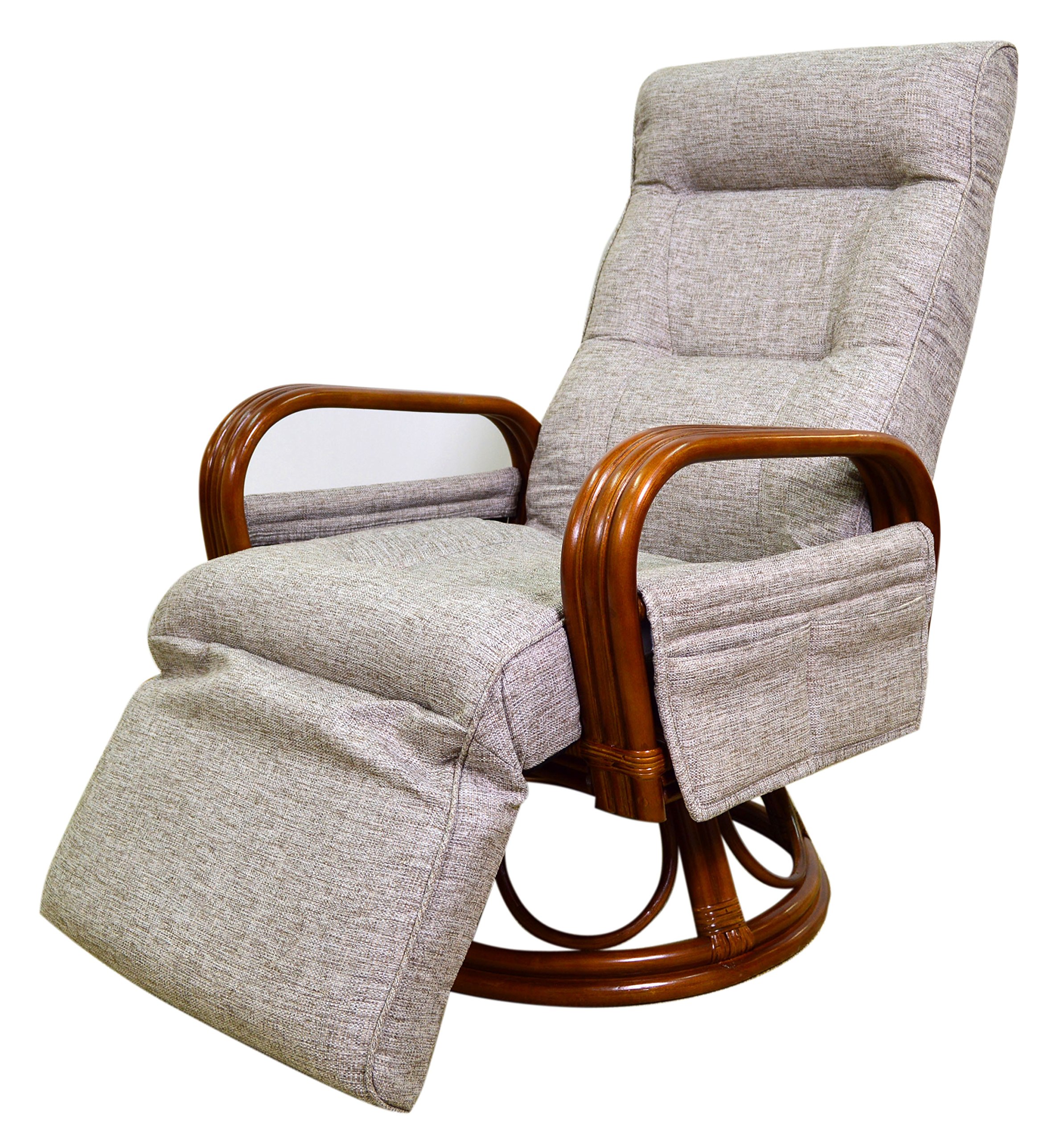 籐 フット付きリクライニング 回転座椅子 ラタン 【公式通販】