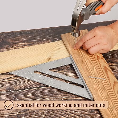 Miniatura 13 de Mr. Pen - Regla cuadrada de metal, 7 pulgadas, cuadrado de aluminio, herramienta cuadrada de carpintería, cuadrados de carpintería