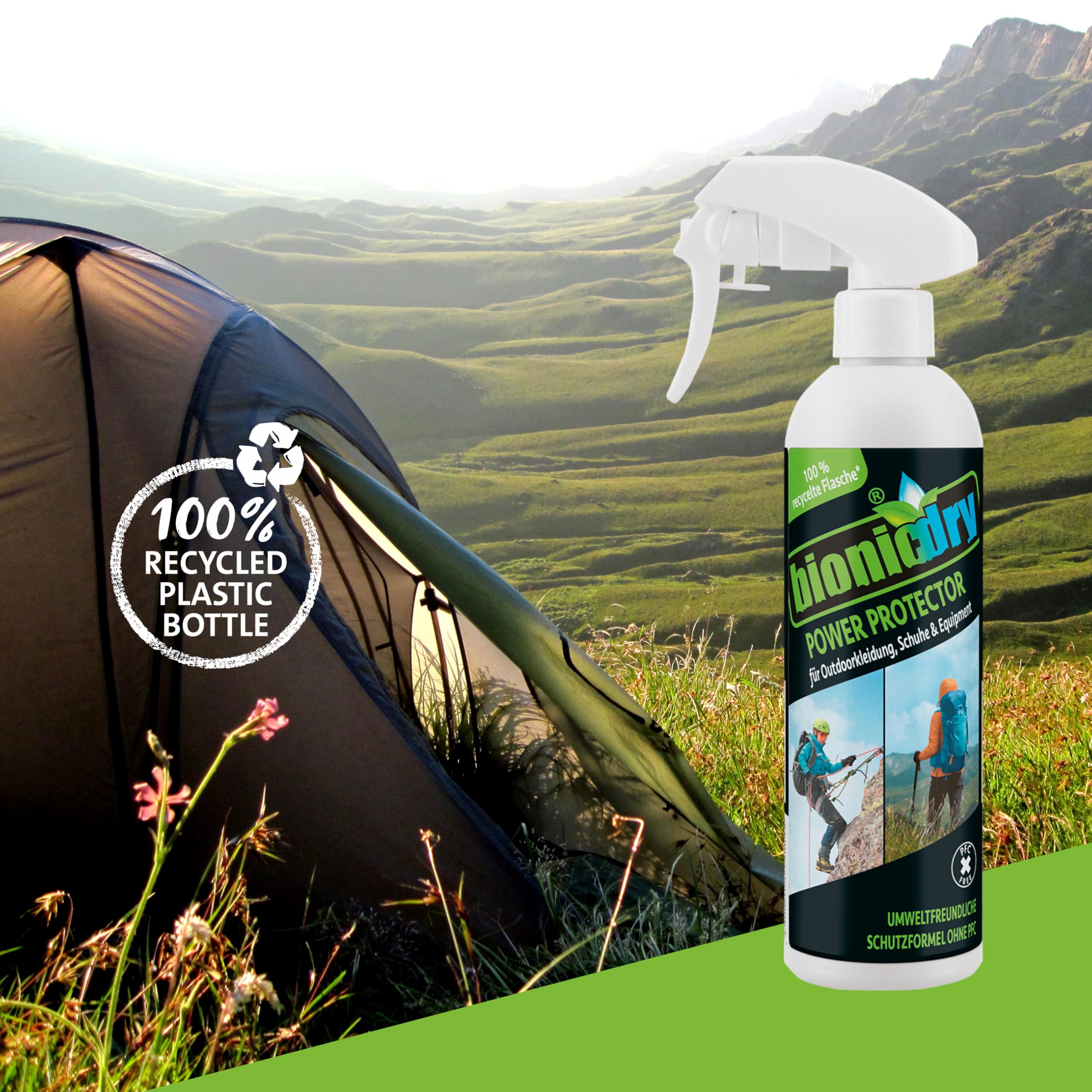 Power Protector przyjazny dla środowiska spray impregnujący, 300 ml, do ochrony przed wilgocią i brudem, do wszystkich materiałów sportowych i funkcjonalnych, a także do butów, plecaków,