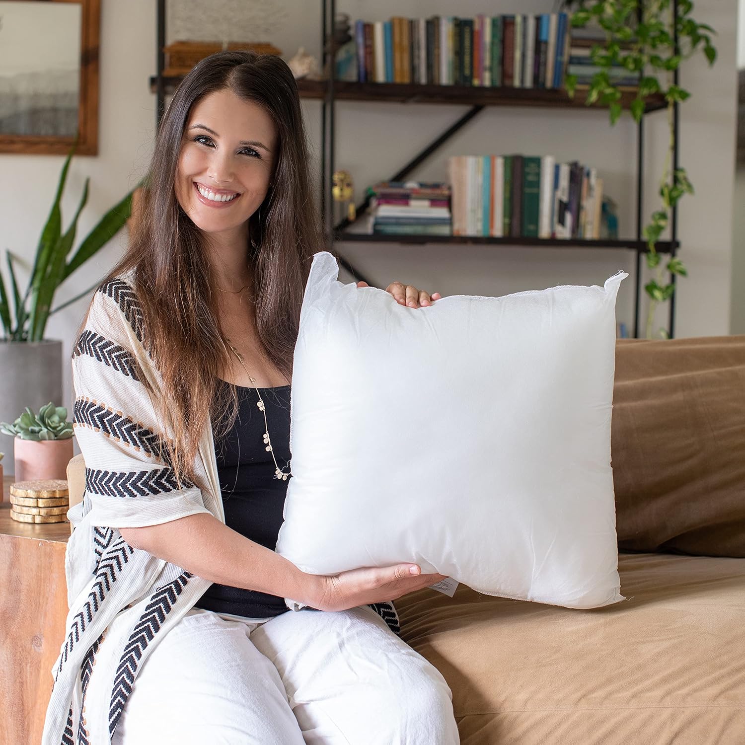Foamily Throw Pillows Insert Set of 4-20 x 20 Insert for Decorative Pillow Covers - Made in USA - Bed and Couch Pillows : Home & Kitchen