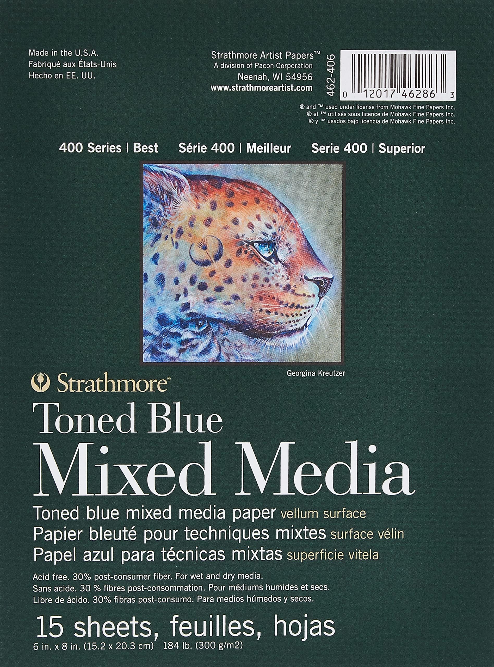 Strathmore 400 Series Mixed Media Pad Tone Blue 6"X8"-15 Sheets -62462406