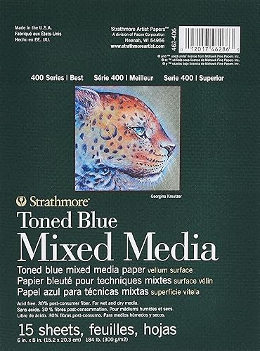 Miniatura 36 de Strathmore 400 Series Mixto Media Pad Tono Azul 11" X14"-15 Hojas -62462411 Azul Tonificado