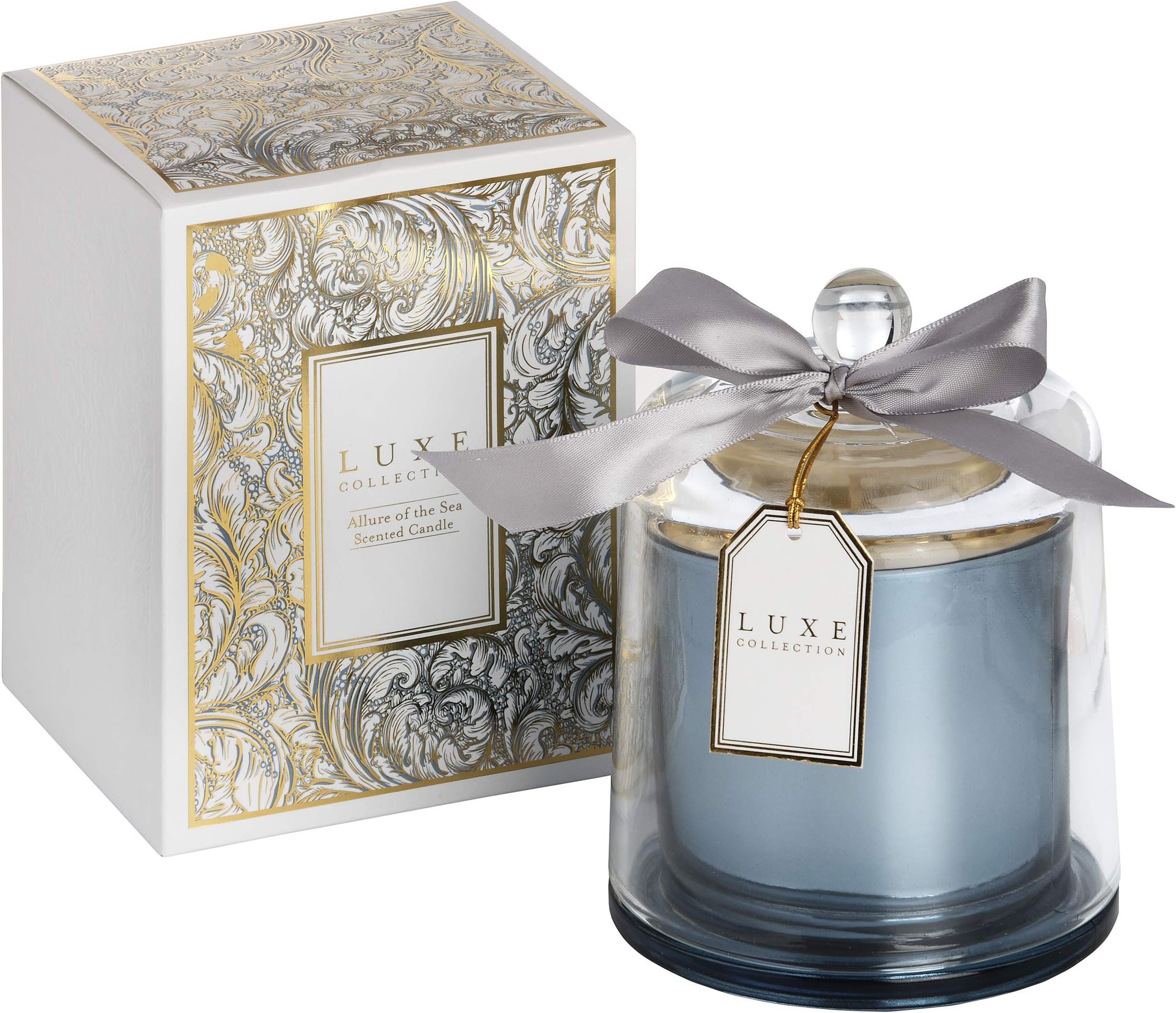 Home Works ALLURE OF THE SEA LARGE CANDLE WITH GLASS CLOCHE BY LUXE COLLECTION