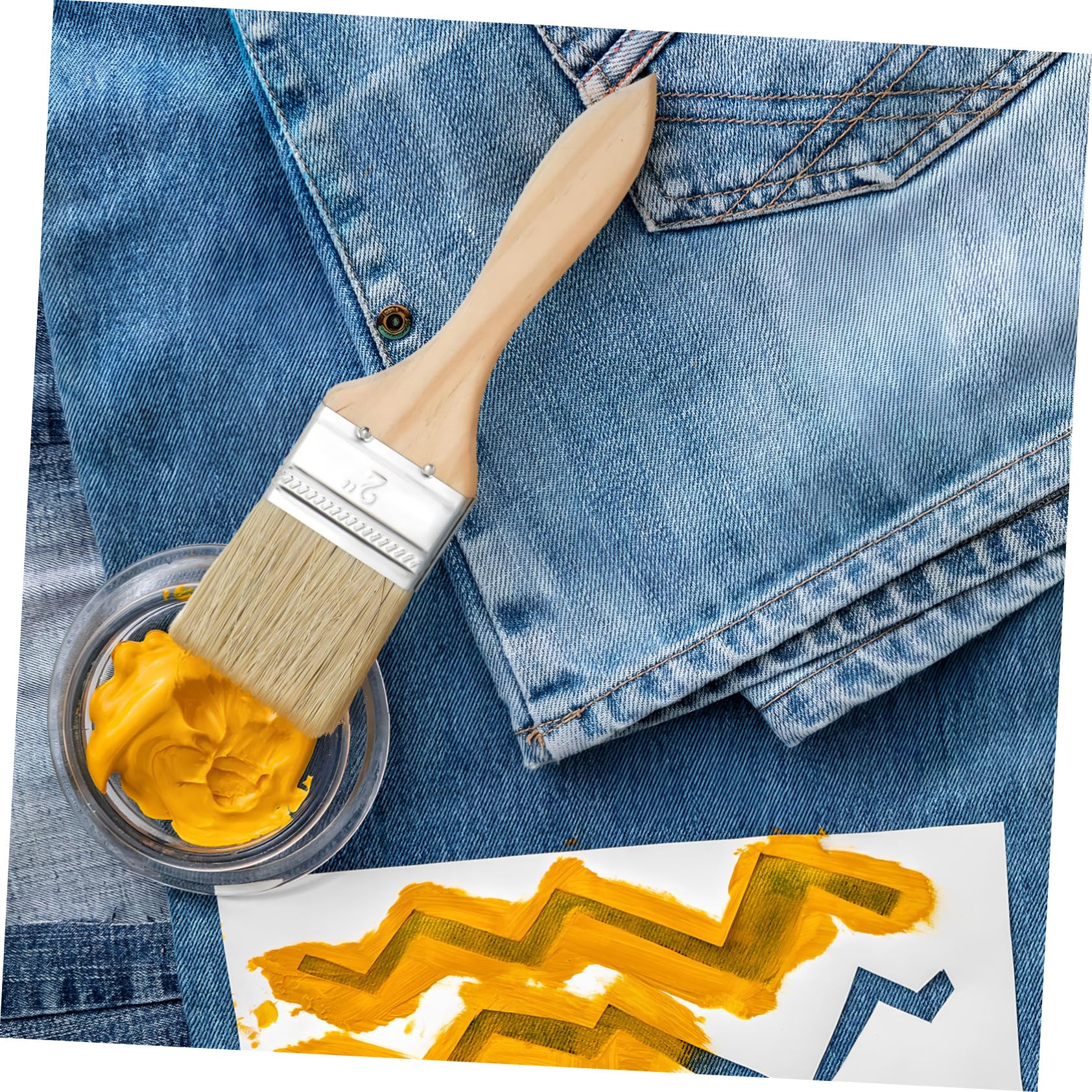 Veemoon 30 Pezzi Pennelli Pittura con Legno Spesso Pennelli Piatto per Vernici e Smalti Base Olio e Latex Spazzole Stain Interni Ed Esterni Impugnatura Ergonomica Antiscivolo