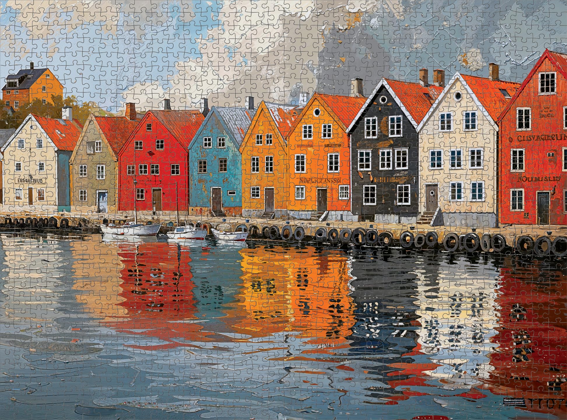 Cross & Glory - Fjord Facades: Norway's Water's Edge - 1000 Piece Jigsaw Puzzle for Adults | Norwegian Village Scene | Challenging & Vivid Detail | Ideal for Puzzle Enthusiasts