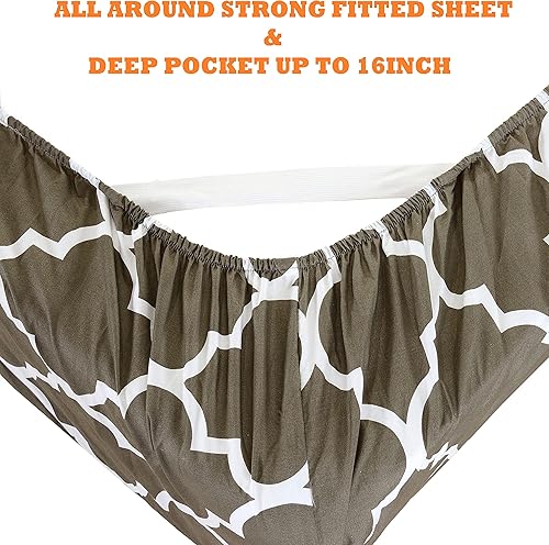 Miniatura 5 de Elegant Comfort Juego de sábanas de 6 piezas con bolsillo profundo estampado de cuatrifolio, lujoso juego de sábanas sedosas de 1500 hilos, ultra