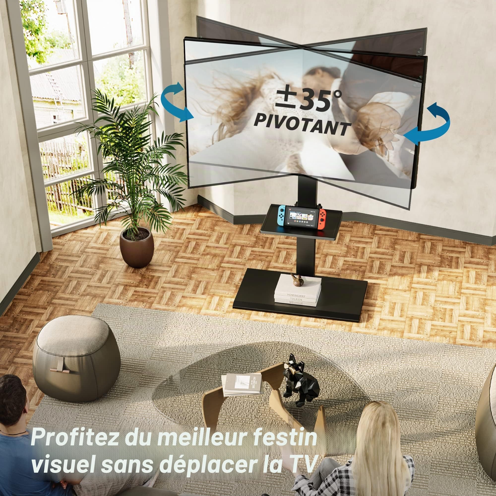 FITUEYES Support TV sur Pied, en Fer, 50-80 Pouces, VESA 800 x 400 mm