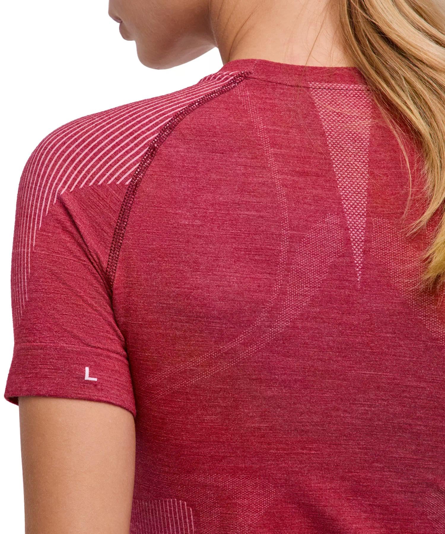 FALKE Kobiety Warstwa podstawowa (góra) Wool-Tech Light W S/s Ts wełna materiał funkcjonalny regulujące klimat 1 Sztuka, Czerwony Ruby 8830, L