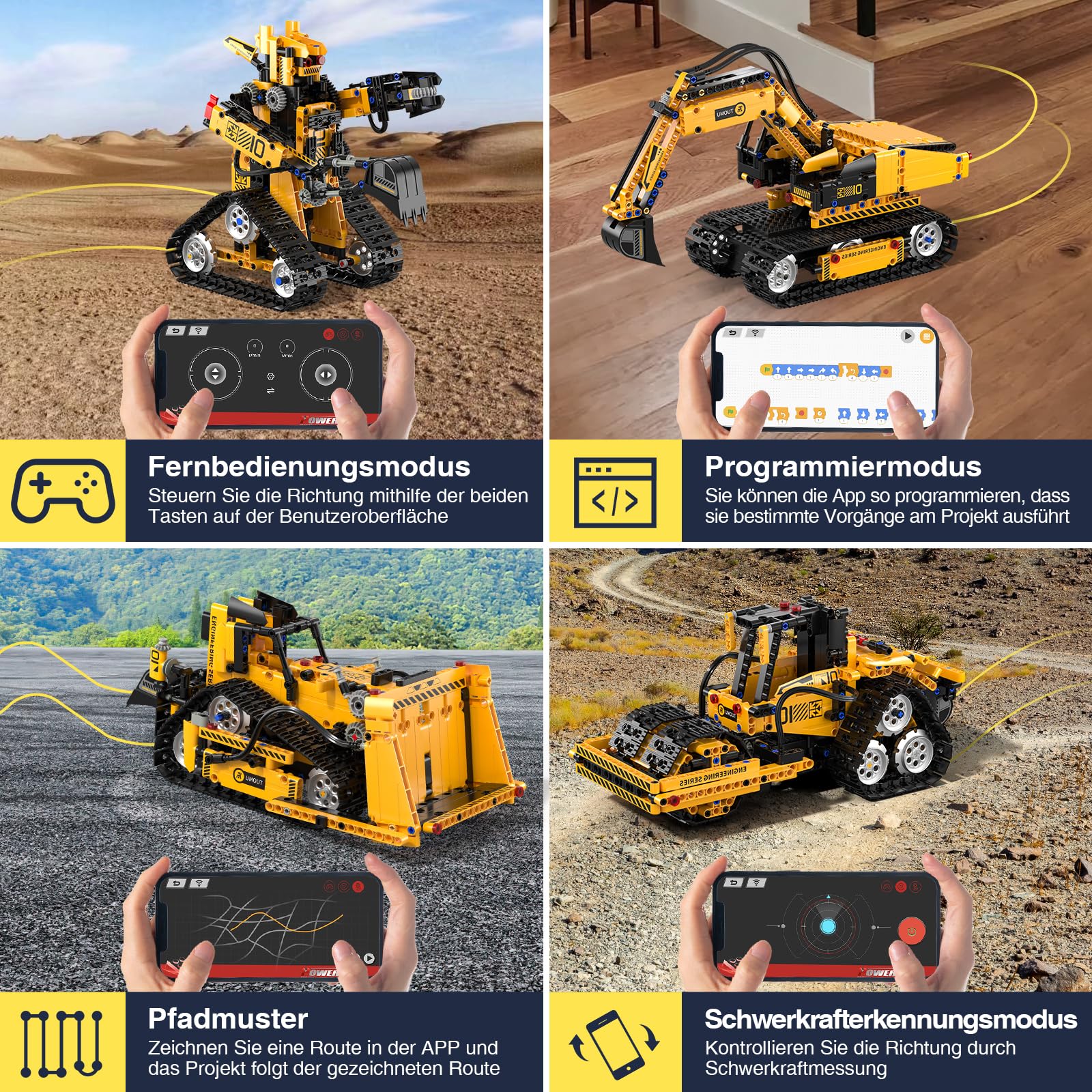 Technic Roboter Bauspielzeug Bausatz, 535PCS 5-IN-1 RC Roboter und Auto, Ferngesteuert und App Robot Bausatz Kinder, RC Programmierbar Teenager Spielzeug Geschenk ab 8-12 13 14 15 Jahre Jungen