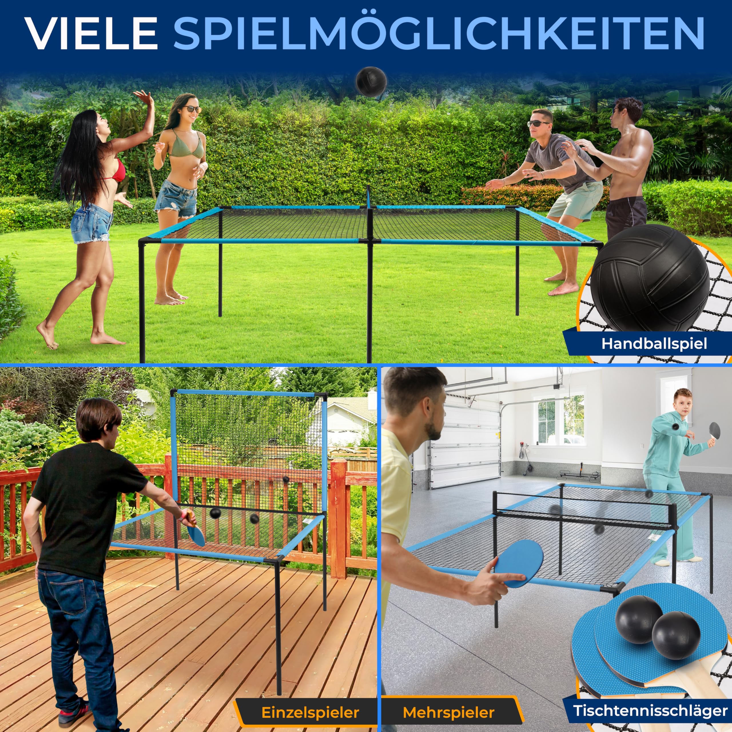SereneLife Tischtennisplatte, Klappbar & Wetterfest, Ping Pong Tisch für Indoor & Outdoor, Schneller Aufbau, Stabil, Inkl. Netz & Clip Set