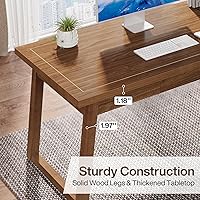 Vista 7 de Tribesigns Home Office Executive Desk: 55 Inches Wooden Computer Desk with Drawer, Mid-Century Modern Study Writing Table, Rustic PC Laptop Desk