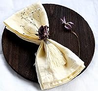 Vista 2 de Juego de 8 servilletas de lino 100% puro para fiestas y vacaciones, servilletas de lino amarillo claro, 20 x 20 pulgadas, gran regalo, lavables a