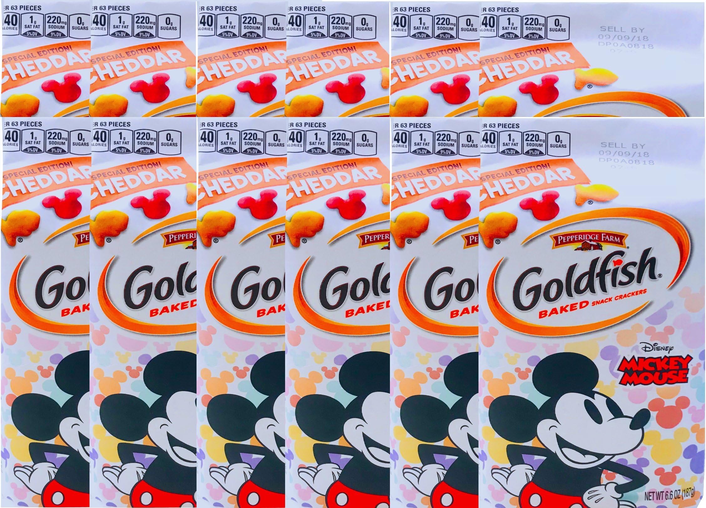NEW Pepperidge Farm Goldfish Baked Special Edition Cheddar Mickey Mouse Net Wt 6.6 Oz (12)