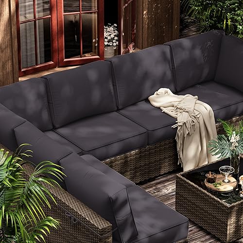 Miniatura 6 de 14 fundas de cojín para exteriores, fundas impermeables de repuesto para cojines de patio al aire libre, con cremallera, para muebles de exterior,