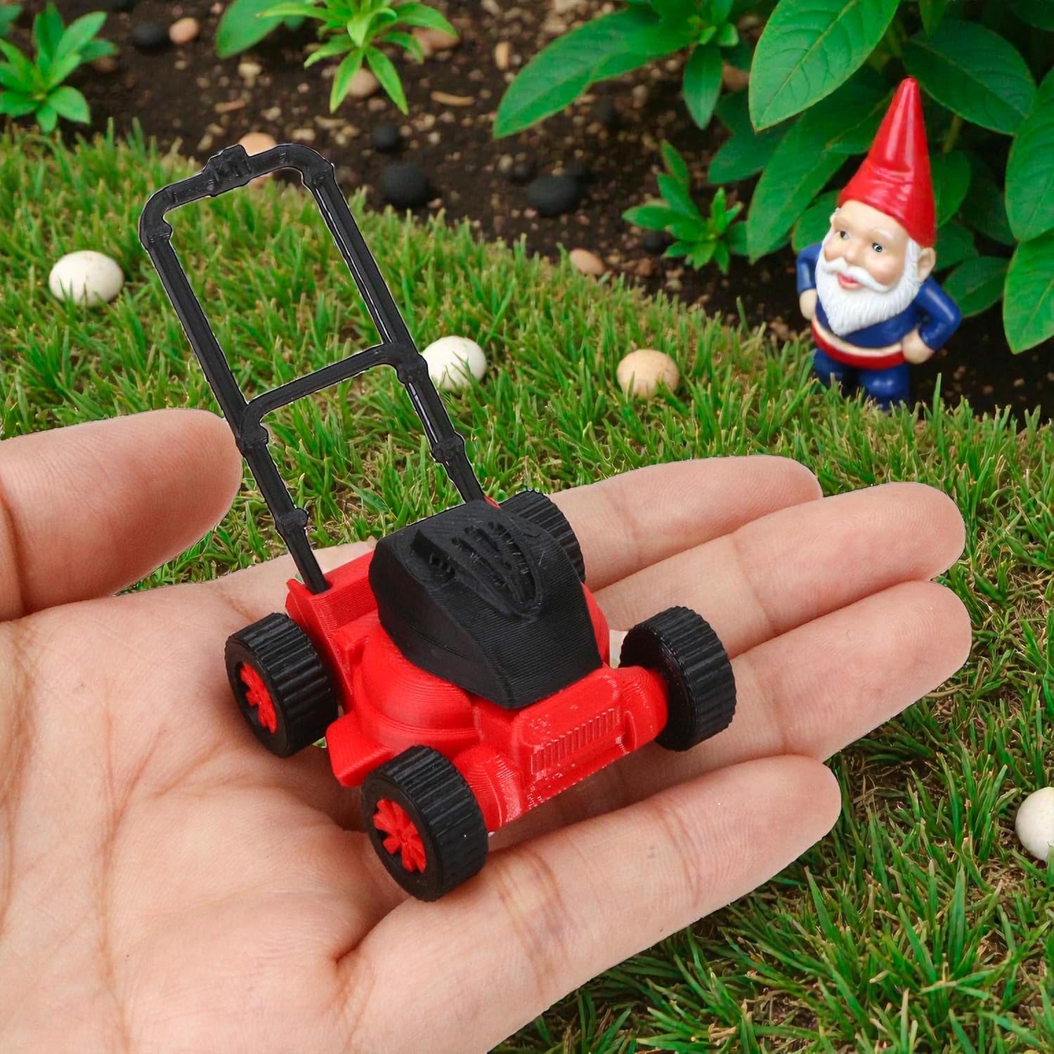 Miniature Dollhouse Lawnmower Model for 1:18 Scale, Creative Red Lawn Mower Mini Ornament Decoration, Realistic Compact Lightweight Decor for Doll House Home Festival Scenes image 3