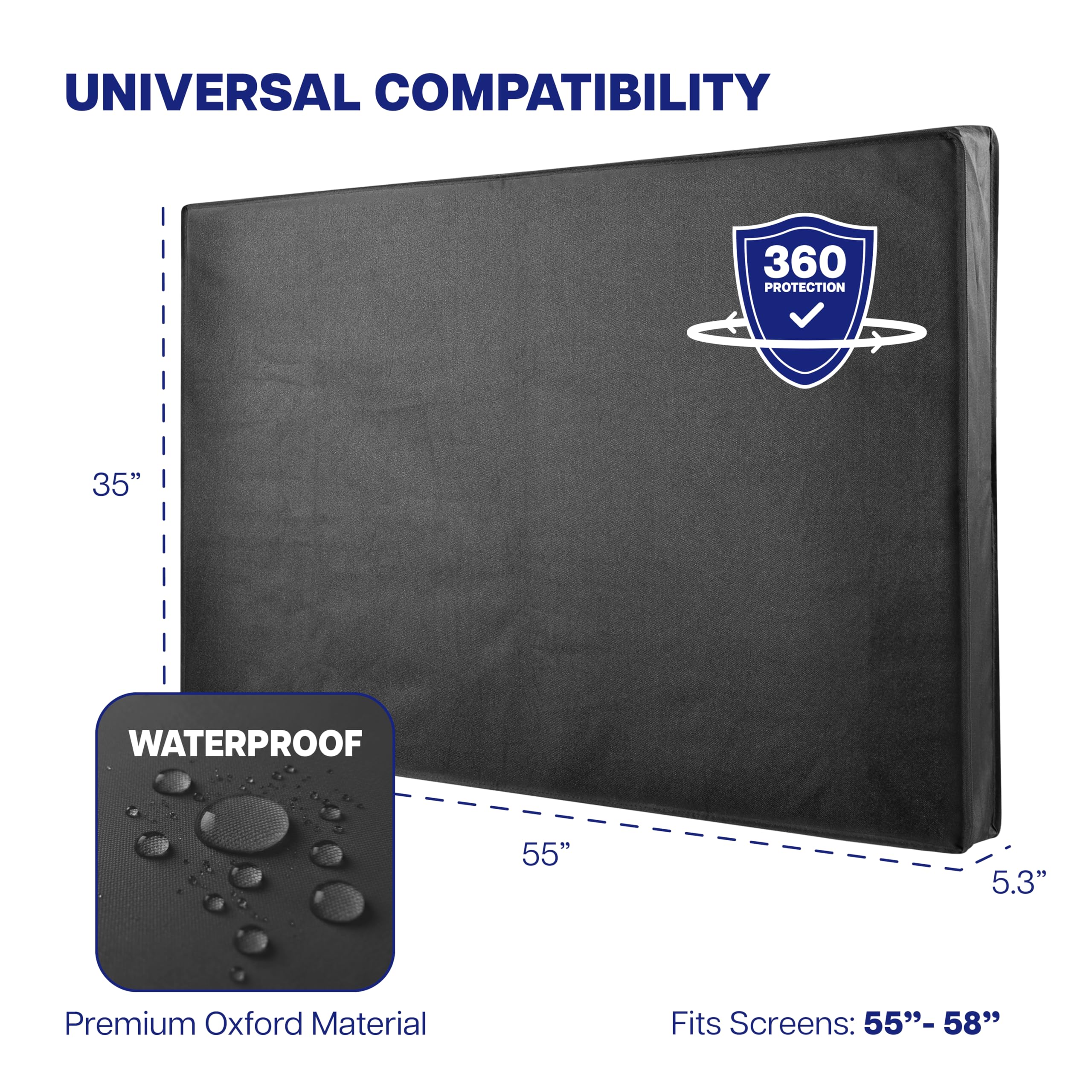 VIVO Cover-TV055B - Protector de pantalla plana para pantallas de 55 a 58 pulgadas, universal, exterior, resistente a la intemperie, resistente al agua