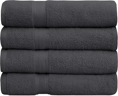 Miniatura 8 de Juego de 4 toallas de baño (27 x 54 pulgadas), toallas de secado rápido, ultra suaves, absorbentes y elegantes para mejorar tu rutina diaria. (juego