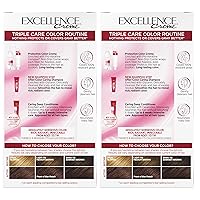 Vista 138 de L'Oreal Paris Excellence Creme - Coloración permanente para el cabello, castaño oscuro 4, 100% de cobertura de canas, paquete de 2