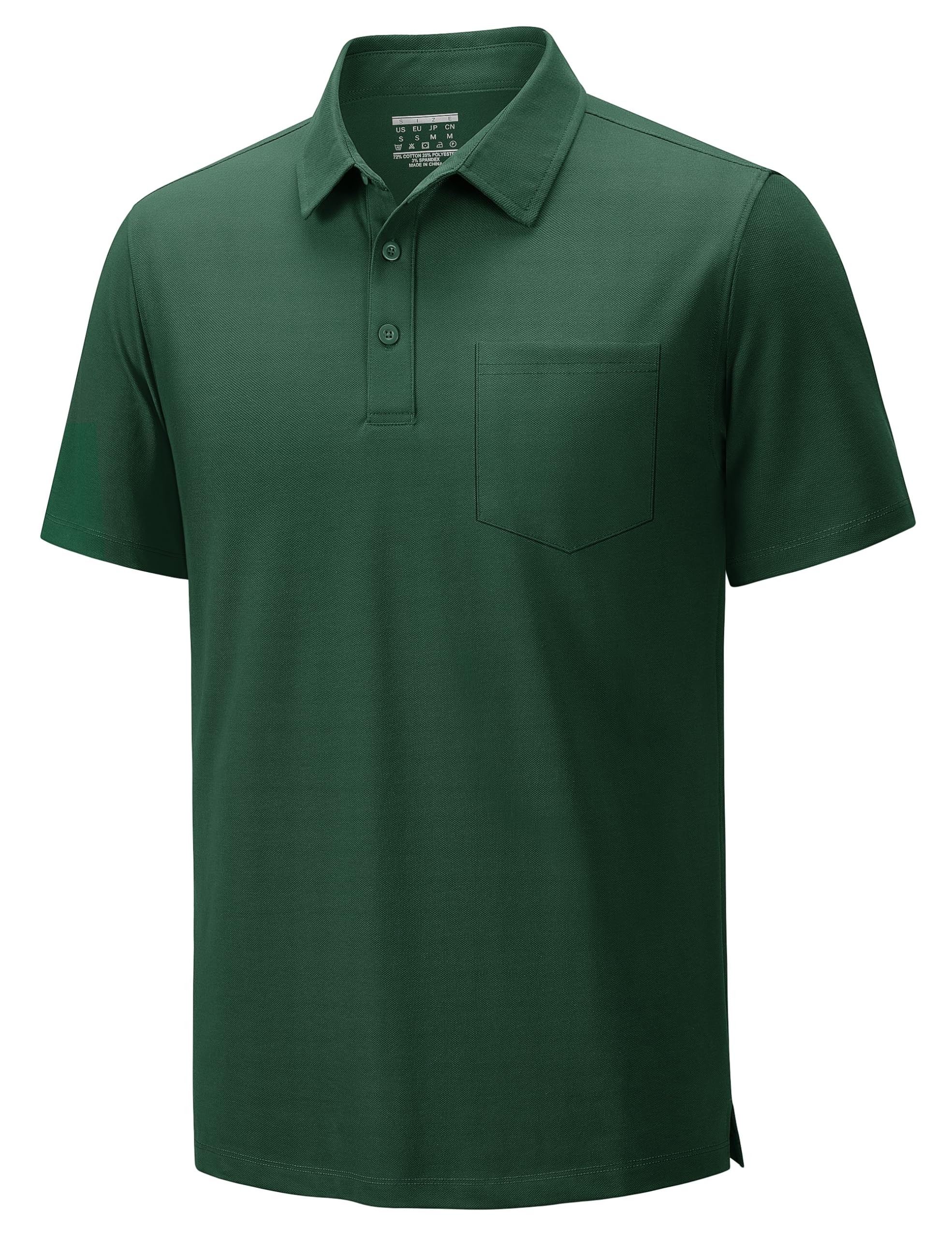TACVASEN Mens Polo Golf Shirts with Pocket Pique Cooling Performance Moisture Wicking Polo Shirts