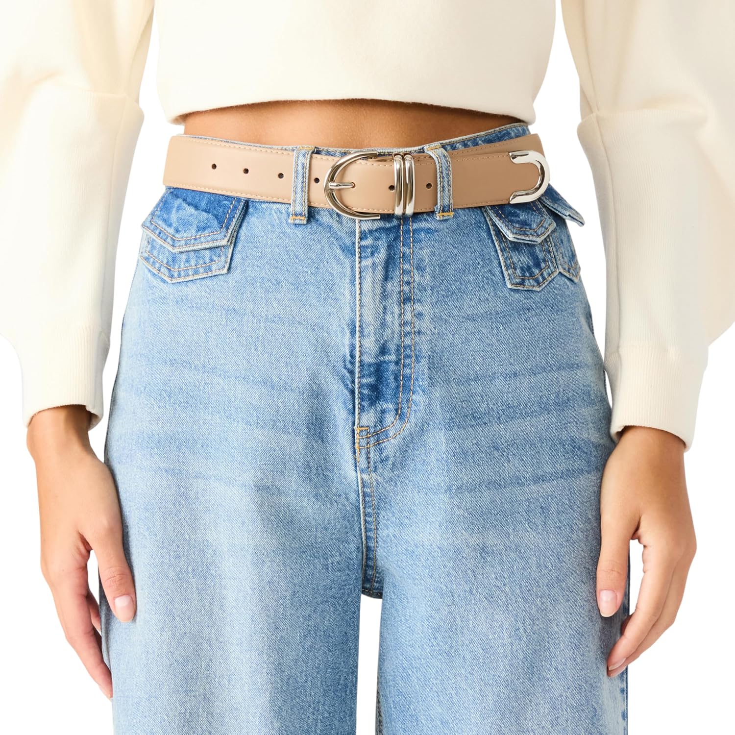Steve Madden Women's Feathered Edge Everyday Pant Belt