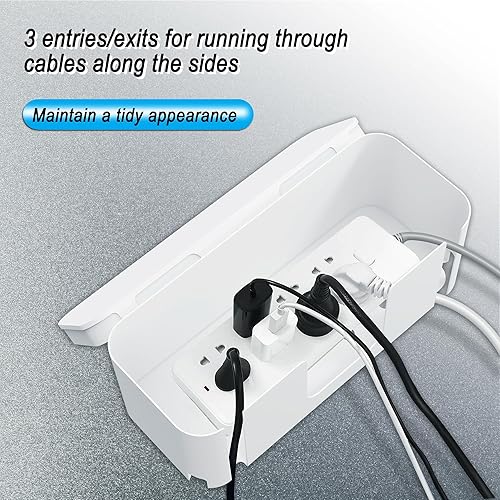 Miniatura 6 de Caja de cubierta de regleta de alimentación oculta la regleta de alimentación para televisores y computadoras, caja organizadora de cables