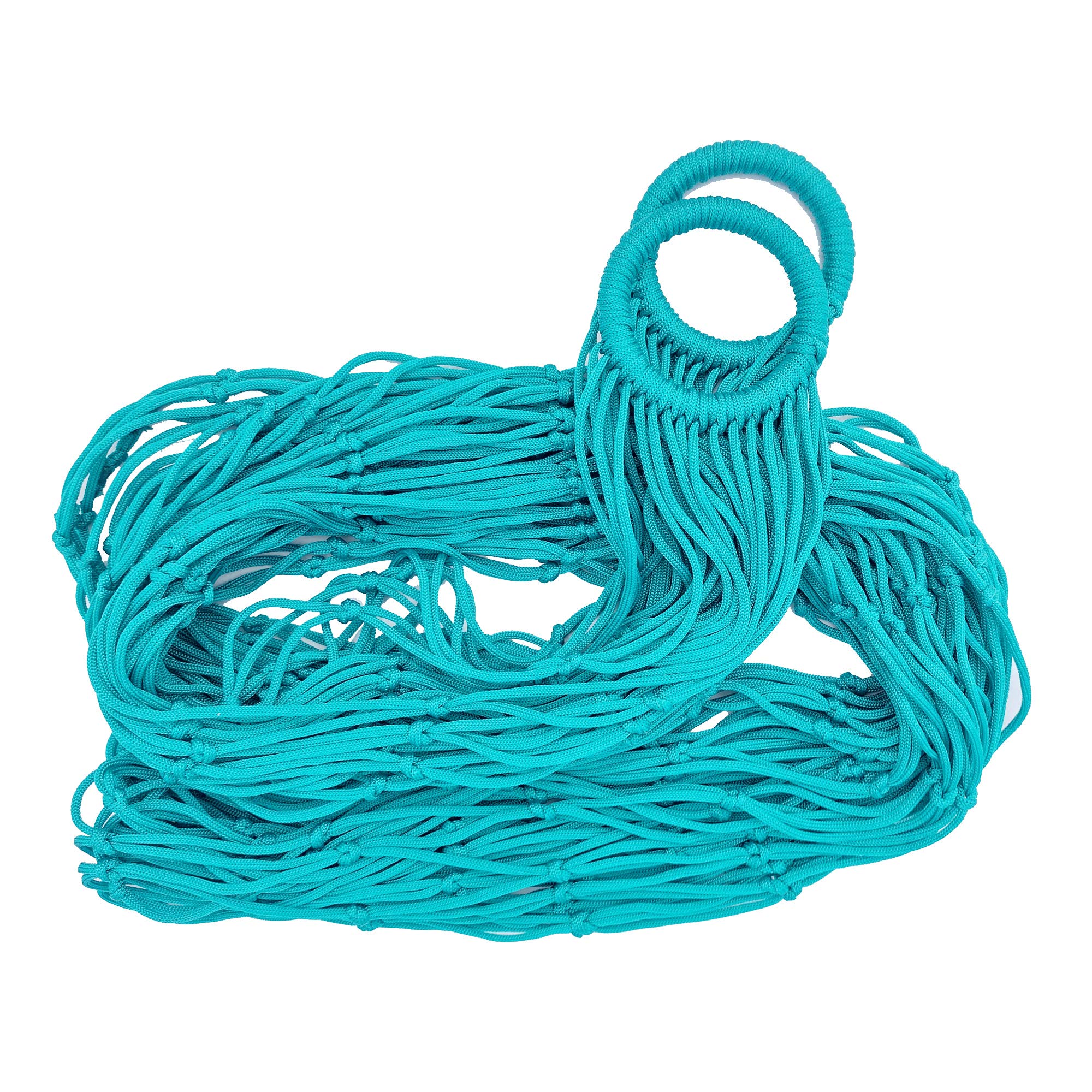 CRM TRADERS® Handcrafted Nylon Rope Hammock Swing Hanging Net Mesh Sleeping Bed for Kids - Sea Green-picture-18