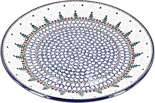 Miniatura 10 de Blue Rose - Plato mágico mágico de hoja perenne azul - 10.5 pulgadas de diámetro - Plato llano de cerámica polaca, diseño festivo para vajilla