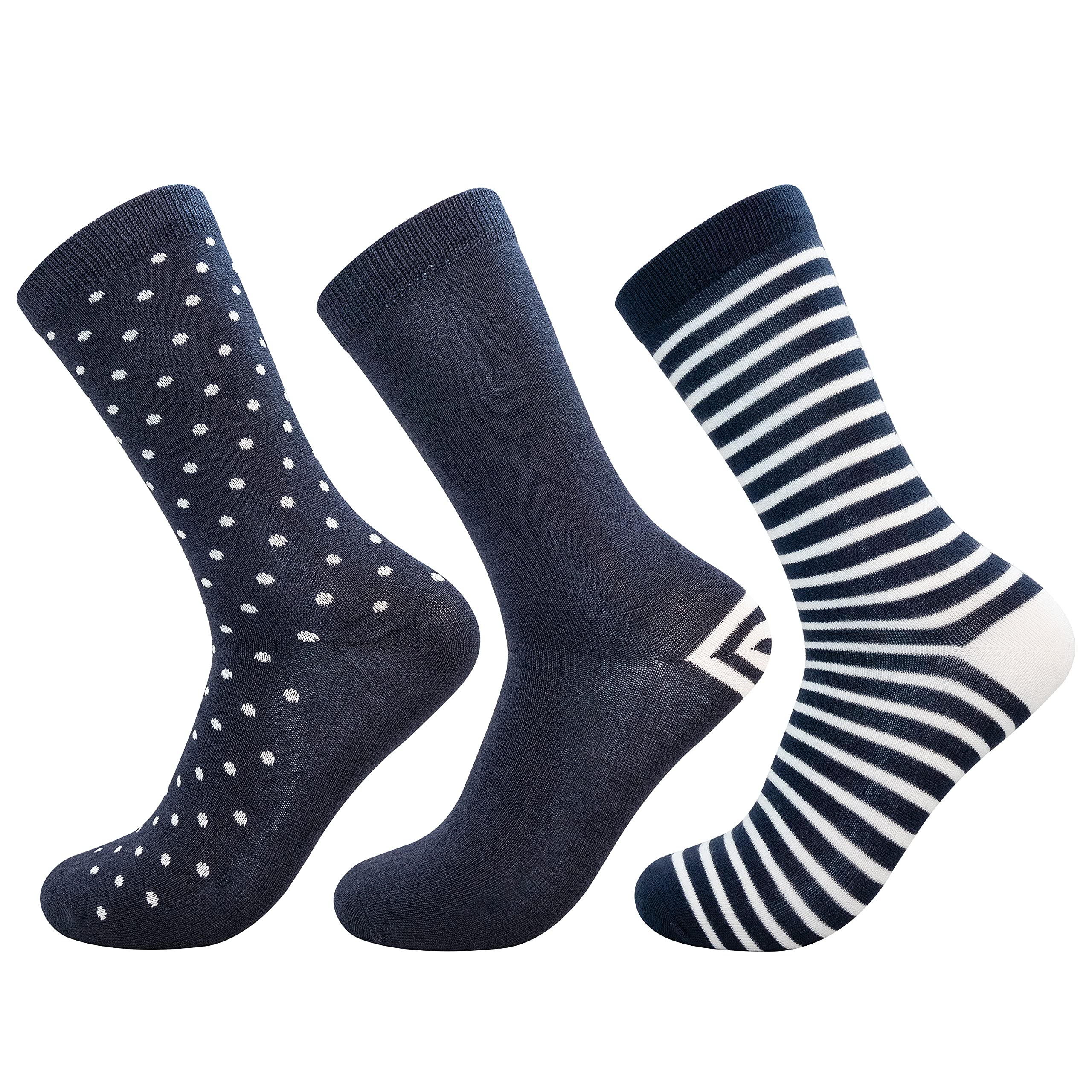 Jasmine Silk 3 Pairs Womens Supersoft Ladies Bamboo Socks Thermal Sock 3-7 (Stripe Spot Plain)