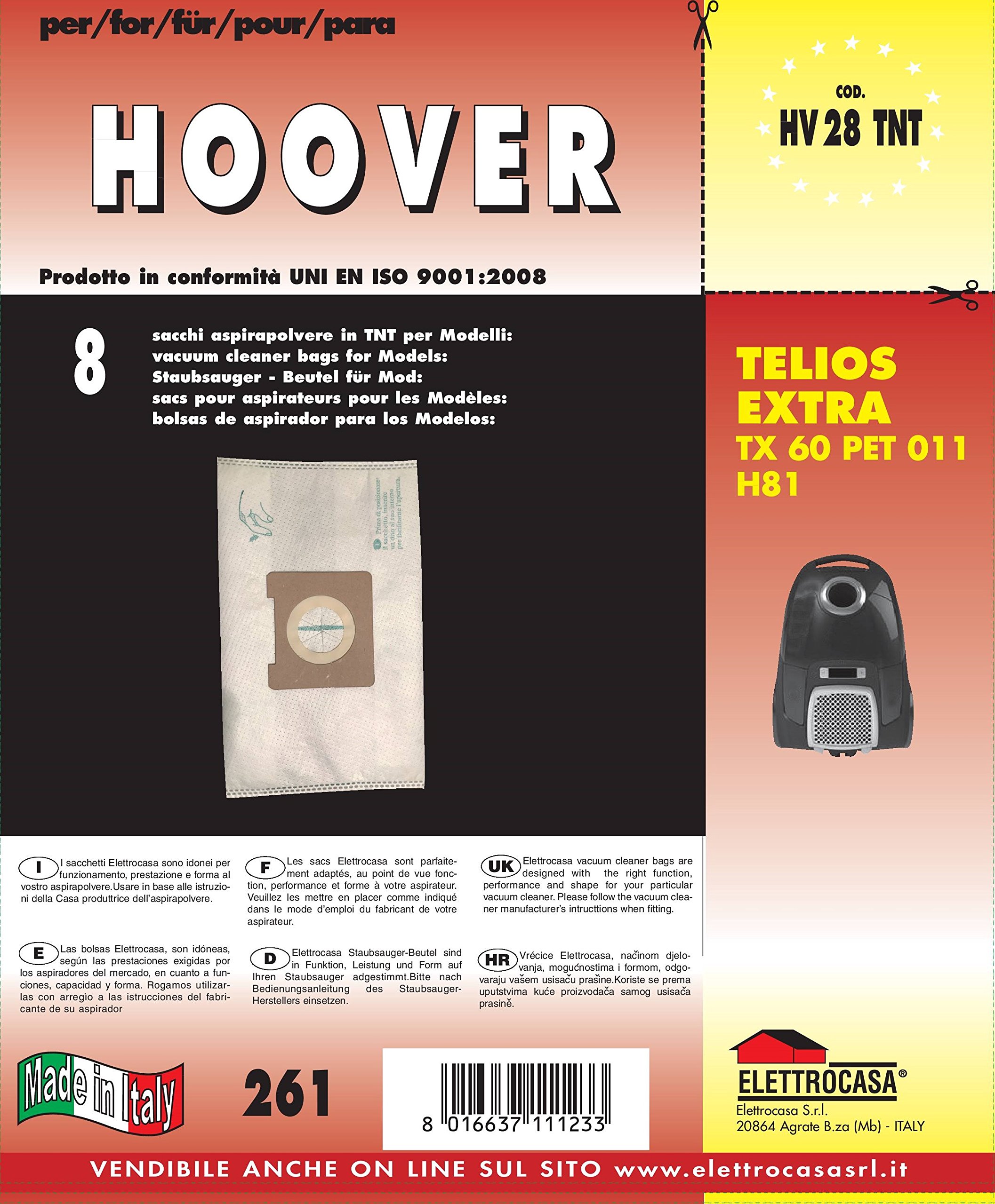 30 Sacchetti Per Aspirapolvere Etana Compatibili Con Hoover Tte2005019, Telios Plus 2000W – Filtro Multistrato
