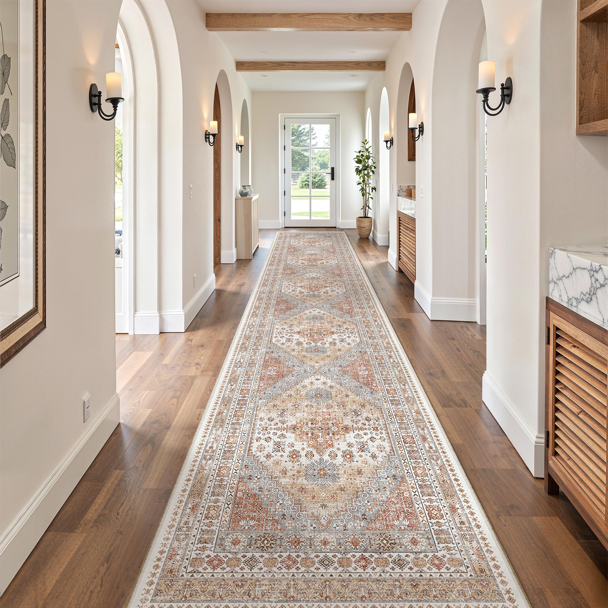 zesthome Washable Runner Rug 2.5x16 - Stain Resistant Entryway Rug,Ultra-Thin Kitchen Rugs, Anti Slip Backing Runner Rugs for Entrance Laundry Room Indoor Hallway (Orange,2.5'x16') — image 1