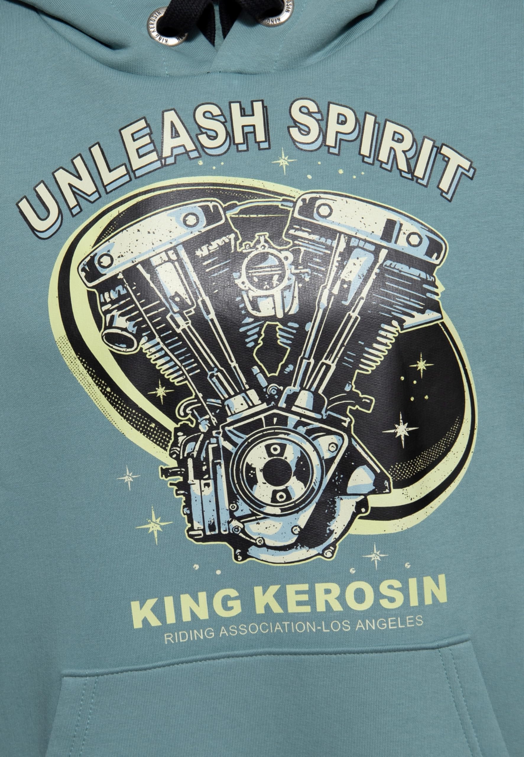 King Kerosin Unleash Spirit Hoodie Hombre Sudadera con Capucha Negro Regular