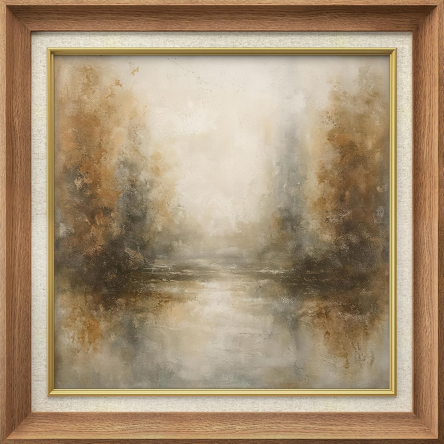 MUDECOR Premium Framed Wall Art Deer in Natural Habitat Antique Wildlife Classic Vintage Illustrations Fine Art Decorative Retro Historic Zen for Living Room, Bedroom, Office - 26"x26" Natural