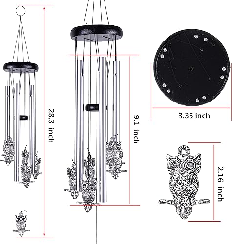 Miniatura 3 de Campanillas de viento de búho al aire libre para decoración de interiores, campanas de viento de búho hechas a mano, campana de viento romántica