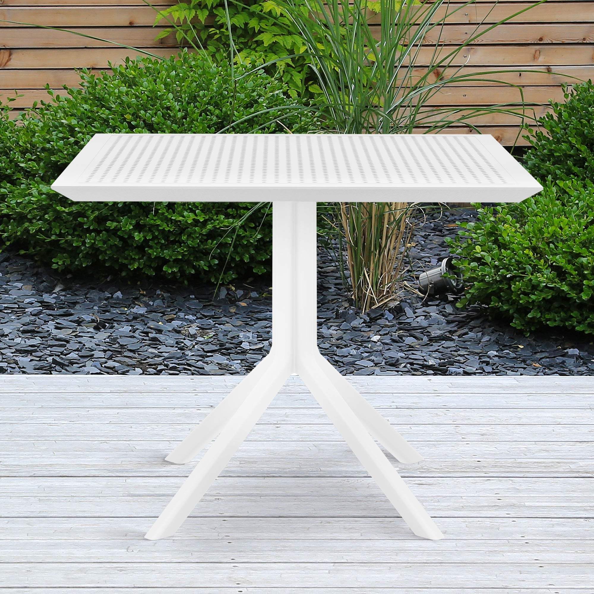 CLP Tavolo Sky 80 x 80 cm I Tavolo da Giardino, Resistente alle intemperie e ai Raggi UV I Tavolo Quadrato da Balcone, Colore:Bianco
