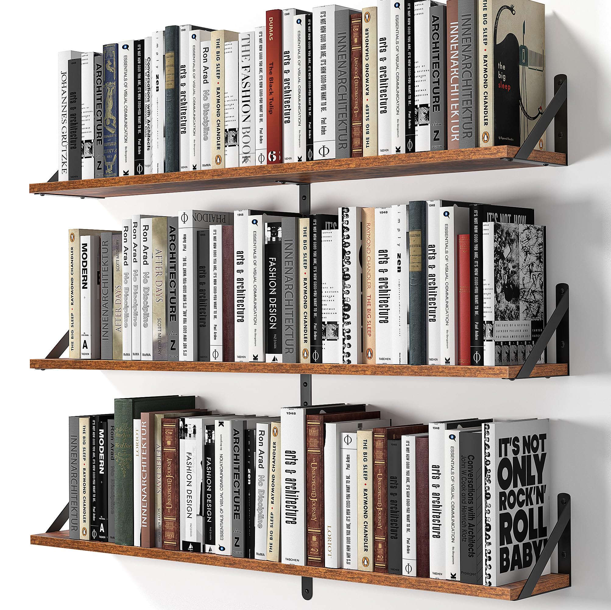 Heimlove Floating Shelves, 90cm, Vintage Brown, Set of 3
