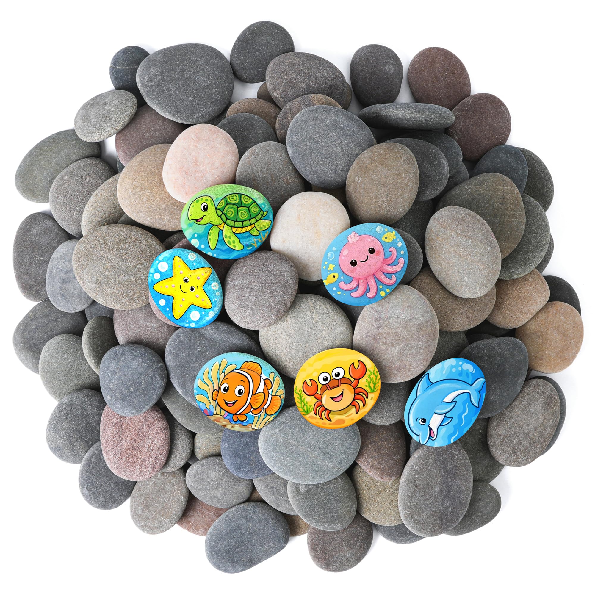 Rokraft 24 PCS Large 5.5-8.5 cm Smooth Natural River Pebbles for Painting, Flat Painting Rocks & Craft Stones for Kindness Pebbles, School Art Projects & DIY Crafts