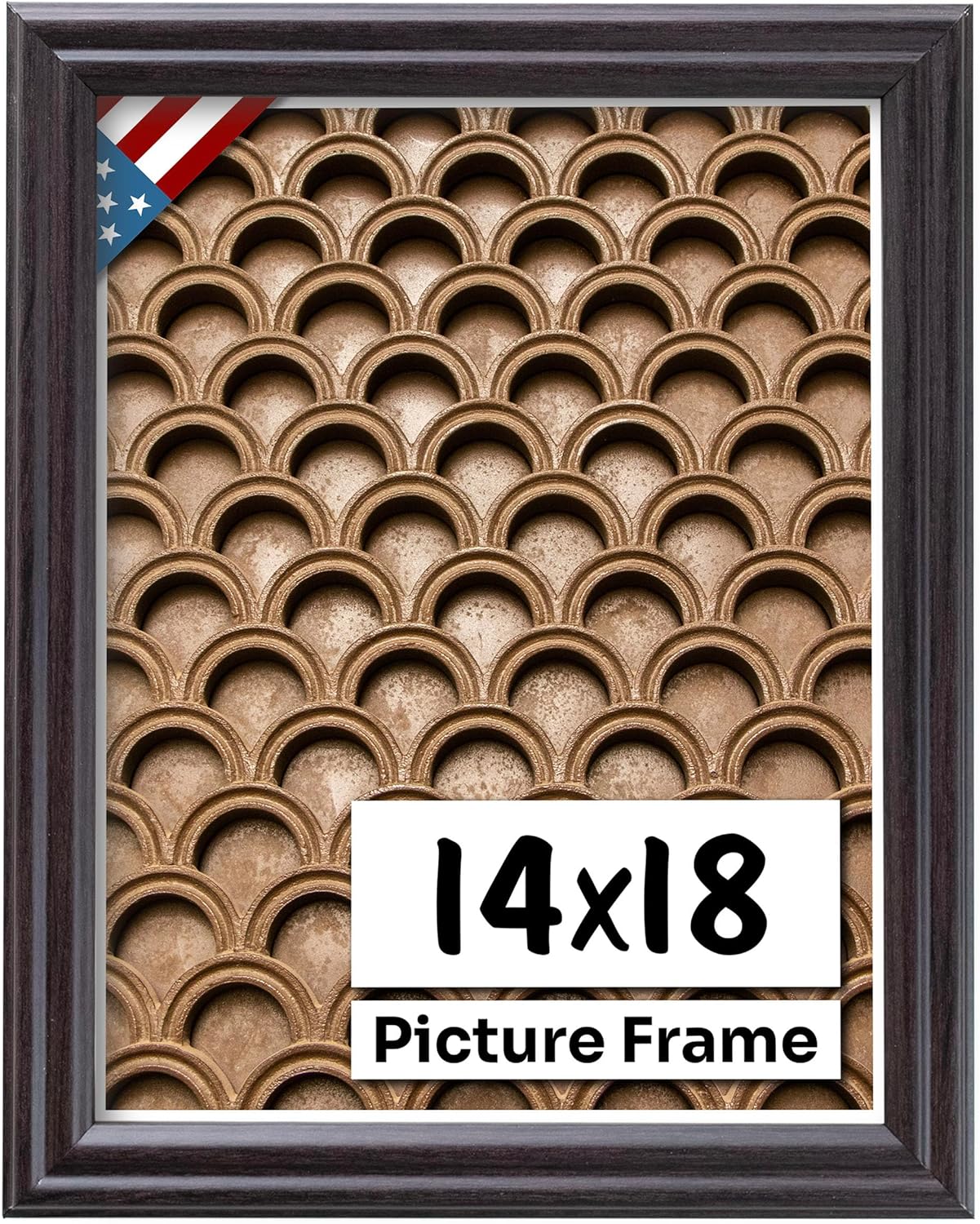 Coffee Brown 14x18 Picture Frame .75" Inch Wide - Dark Brown Wall Decor Handmade Solid Wood Frames with Preinstalled Hangers and UV Blocking Plexiglass 18x14 Frame