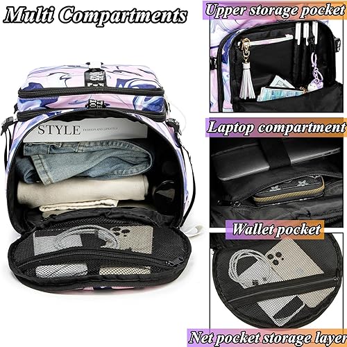 Miniatura 4 de Mochila de lona con compartimento para zapatos para 4 vías impermeable viaje deporte senderismo portátil, Púrpura, Mochilas de lona