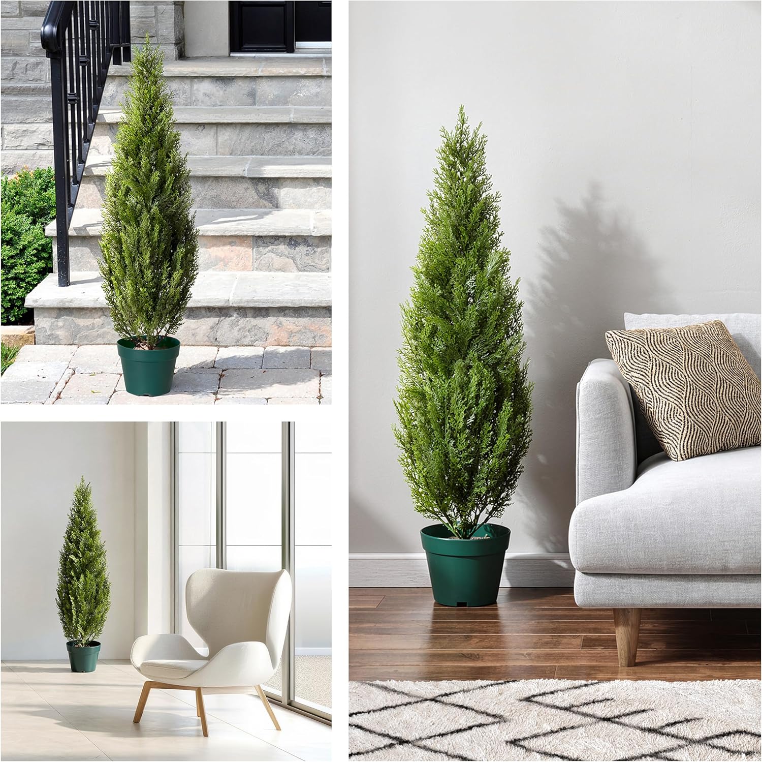 National Tree Company 36 Inch Artificial Arborvitae Topiary Tree, Realistic Fake Tree Potted Plant, Dark Green Round Growers Pot