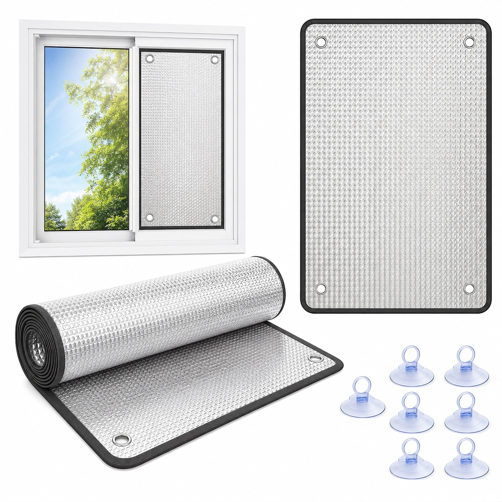 Thermal Insulation Window Film, Aluminum Foil Blackout Blind with Suction Cups